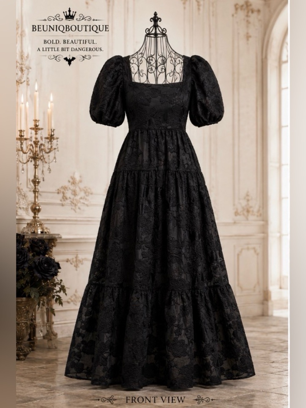 NWT Killstar Dead of Night Burnout Floral Maxi Dress M/L Goth Cottagecore - Picture 4 of 13